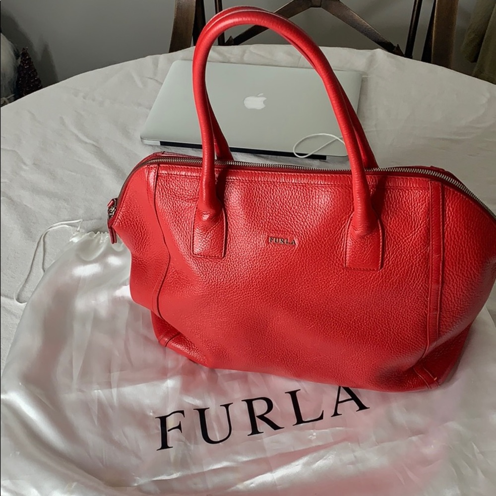 FURLA Red Leather Tote